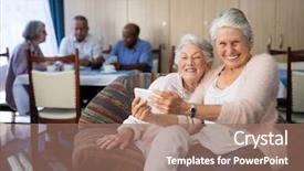  Presentation with mobile home - Colorful slide deck enhanced with selfie with friend through mobile backdrop and a coral colored foreground