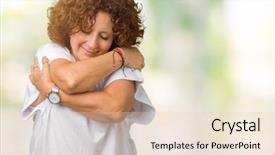  Presentation with self love - Amazing PPT theme having selfish - beautiful middle ager senior woman backdrop and a  colored foreground