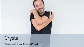  Presentation with senior care - Cool new PPT layouts with selfish - senior man over isolated background backdrop and a light blue colored foreground