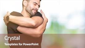  Presentation with free self care - Slides having selfish - young handsome man over isolated background and a  colored foreground