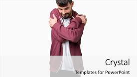  Presentation with self care - Presentation theme having selfish - young handsome man over isolated background and a  colored foreground