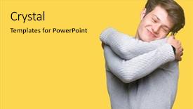  Presentation with self care for health care professionals - PPT layouts with selfish - young handsome man wearing winter background and a  colored foreground