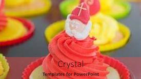  Presentation with sinterklaas - Presentation theme having selfmade dutch sinterklaas cupcakes background and a red colored foreground