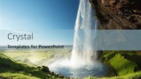  Presentation with summer time - Presentation enhanced with seljalandfoss-waterfall-in-summer-time background and a light blue colored foreground