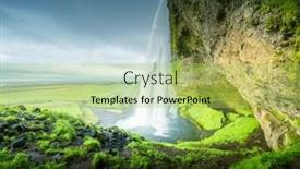 Presentation with summer time - PPT theme consisting of seljalandfoss-waterfall-in-summer-time background and a yellow colored foreground