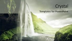  Presentation with summer - Beautiful PPT theme featuring seljalandfoss waterfall in summer time backdrop and a light gray colored foreground