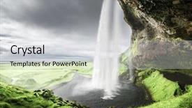  Presentation with summer time - Slide set featuring seljalandfoss waterfall in summer time background and a  colored foreground