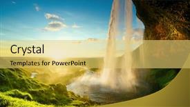  Presentation with summer time - Presentation design with seljalandfoss waterfall in summer time background and a  colored foreground