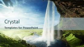  Presentation with summer time - Beautiful theme featuring seljalandfoss waterfall in summer time backdrop and a sky blue colored foreground