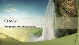  Presentation with summer time - Slides with seljalandfoss waterfall in summer time background and a soft green colored foreground