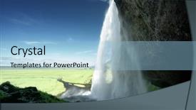  Presentation with summer time - Beautiful presentation theme featuring seljalandfoss waterfall in summer time backdrop and a  colored foreground
