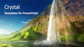  Presentation with summer time - PPT theme having seljalandfoss waterfall in summer time background and a ocean colored foreground