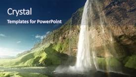  Presentation with summer time - Beautiful PPT theme featuring seljalandfoss waterfall in summer time backdrop and a navy blue colored foreground