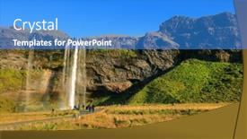  Presentation with waterfall - Beautiful slide deck featuring seljalandfoss-waterfall-in-sunny-autumn backdrop and a teal colored foreground