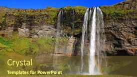  Presentation with waterfall - Colorful slide set enhanced with seljalandfoss-waterfall-in-sunny-autumn backdrop and a tawny brown colored foreground