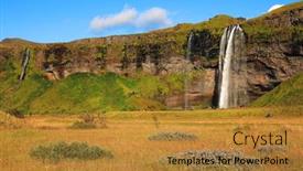 Presentation with waterfall - Slide deck having seljalandfoss-waterfall-in-sunny-autumn background and a gold colored foreground
