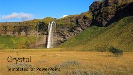  Presentation with waterfall - Amazing slide deck having seljalandfoss-waterfall-in-sunny-autumn backdrop and a gold colored foreground