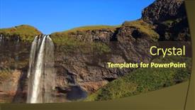  Presentation with waterfall - Amazing PPT theme having seljalandfoss-waterfall-in-sunny-autumn backdrop and a tawny brown colored foreground