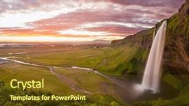  Presentation with waterfalls - Slide set having taken during the incredible sunset background and a tawny brown colored foreground