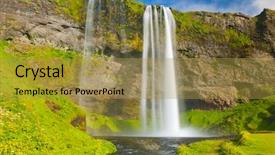  Presentation with waterfalls - Colorful presentation design enhanced with seljalandsfoss is one of the most beautiful waterfalls on the iceland it is located on the south of the island backdrop and a gold colored foreground