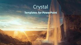  Presentation with iceland - Colorful theme enhanced with seljalandsfoss-waterfall-at-sunset-iceland backdrop and a ocean colored foreground