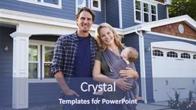  Presentation with family - Beautiful PPT theme featuring sell - portrait of family standing outside backdrop and a ocean colored foreground