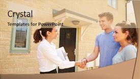  Presentation with real estate - Cool new PPT layouts with sell - real estate agent shaking hands backdrop and a lemonade colored foreground