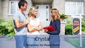  Presentation with for real estate - Presentation theme enhanced with sell - real estate agent woman background and a teal colored foreground