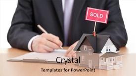  Presentation with estate - PPT theme featuring sell - real estate concept - business background and a coral colored foreground