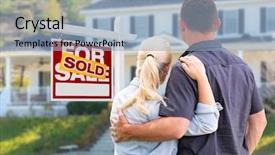  Presentation with real estate - Slide deck having sell - young adult couple facing front background and a light blue colored foreground