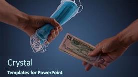  Presentation with medical face mask - Cool new presentation design with sell-buy-medical-face-mask backdrop and a ocean colored foreground