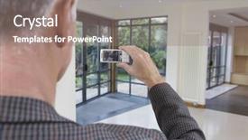  Presentation with estate - Audience pleasing slide deck consisting of sell house - closeup rear view backdrop and a gray colored foreground