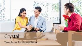  Presentation with personal assistant to director - Presentation featuring sell house - couple with shop assistant background and a coral colored foreground