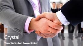  Presentation with handshake - Colorful PPT layouts enhanced with sell partner - handshake isolated on business background backdrop and a gray colored foreground