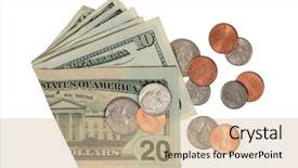  Presentation with change - Slide deck enhanced with sell things - cash and pocket change background and a soft green colored foreground