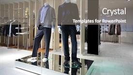  Presentation with clothing wooden clothes hanger object - Beautiful slides featuring sell things - manneqiuns in section of men backdrop and a gray colored foreground