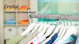  Presentation with clothes - PPT theme consisting of sell things - photo of hangers with different background and a coral colored foreground