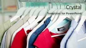  Presentation with clothing wooden clothes hanger object - Beautiful PPT theme featuring sell things - photo of hangers with different backdrop and a  colored foreground