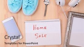  Presentation with wooden - Amazing slide set having sell things - sale unwanted stuff on wooden backdrop and a lemonade colored foreground