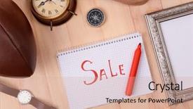  Presentation with view of the salt mine - Presentation design having sell things - sale unwanted stuff on wooden background and a  colored foreground