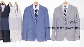  Presentation with t shirts - Theme having sell things - set of suits with shirts background and a  colored foreground
