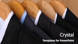  Presentation with wooden - Theme consisting of sell things - suits with shirts on hangers background and a black colored foreground