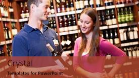  Presentation with bottle red wine - Colorful slide set enhanced with seller-in-the-supermarket-recommends backdrop and a red colored foreground