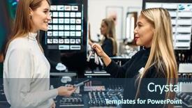  Presentation with steel making shop - Audience pleasing PPT theme consisting of seller shows to client eyeshadows backdrop and a ocean colored foreground