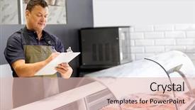  Presentation with fish people - Theme featuring seller with clipboard selling seafood background and a lemonade colored foreground