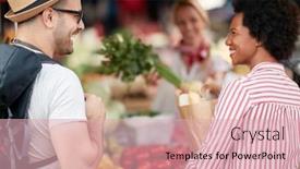  Presentation with green fresh food - Presentation theme enhanced with seller-woman-offers-fresh background and a lemonade colored foreground