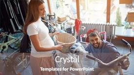  Presentation with helping man - Presentation design with sellers - man seller is helping pregnant background and a violet colored foreground