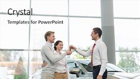  Presentation with older car - Colorful presentation theme enhanced with sellers - young couple with car keys backdrop and a white colored foreground