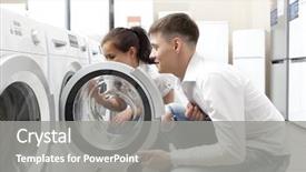  Presentation with doctor a new born and family - Beautiful slide deck featuring selling machinery - happy family couple buying new backdrop and a gray colored foreground