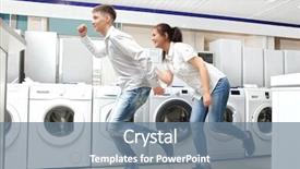  Presentation with family new born - Slide deck with selling machinery - happy family couple buying new background and a gray colored foreground